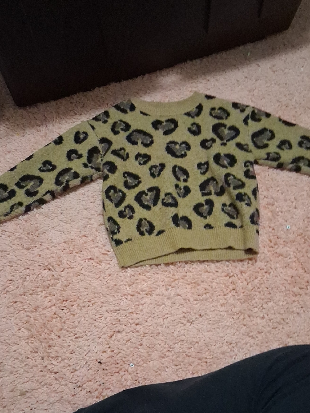 Olive Green Leopard Print Sweater